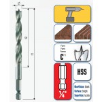 HSS Maschinen Holzspiralbohrer mit 1/4˝Sechskantschaft