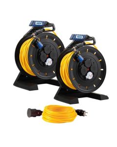 2 Vollkunststoff-Kabeltrommel "Generation 7" Mit 40 m  und 1 x Verlängerungsleitung VK25QF gelb 