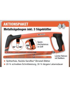 Metallsägebogen, 300 mm/12", 24 ZpZ + 2 zusätzliche Ersatzblätter