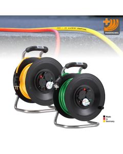 Bedruckungs-Paket 1: bestehend aus 2 x 50m Kabeltrommel Professional Kunststoff in, H07BQ-F 3G1,5 mit 3-fach- Steckdose DiagSckdose DiagS 
