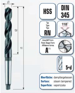 HSS Spiralbohrer mit Morsekegel MK5