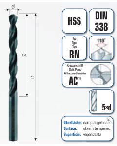 HSS Spiralbohrer Industriequalität mit Kreuzanschliff AC 601