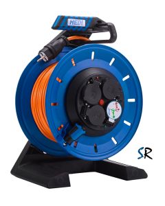 Vollkunstoffkabeltrommel HEDI Generation 7, mit Schleifring 25 m H07BQ-F 3G2,5 orange