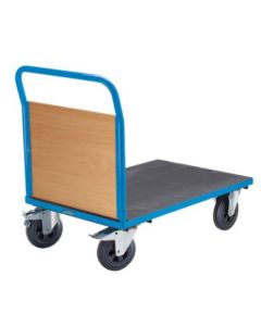 PLATTFORMWAGEN mit 1 Holzstirnwand Tragfähigkeit 500 kg 1050 x 700 Bereifung: Vollgummi