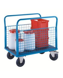 PLATTFORMWAGEN Mit Gitterwänden 2 hohe Längswände 1050 x 700 Vollgummireifen
