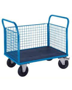PLATTFORMWAGEN Mit Gitterwänden 3 hohe Wände 1250 x 800 Vollgummireifen