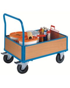 PLATTFORMWAGEN Mit Holzwänden 4 halbhohe Wände Tragfähigkeit 500 kg 1250 x 800 Bereifung: Vollgummi