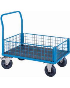 PLATTFORMWAGEN Mit Gitterwänden 4 halbhohe Wände 1250 x 800 Vollgummireifen