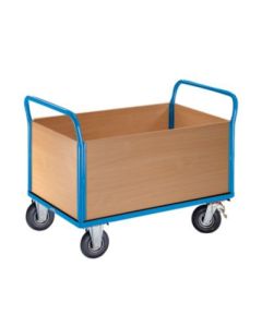 PLATTFORMWAGEN Mit Holzwänden 4 hohe Wände Tragfähigkeit 500 kg 1250 x 800 Bereifung: Vollgummi